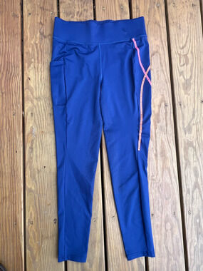 Kingsland Schooling Tights in Royal Blue / Ribbon Pattern (Women's Large)